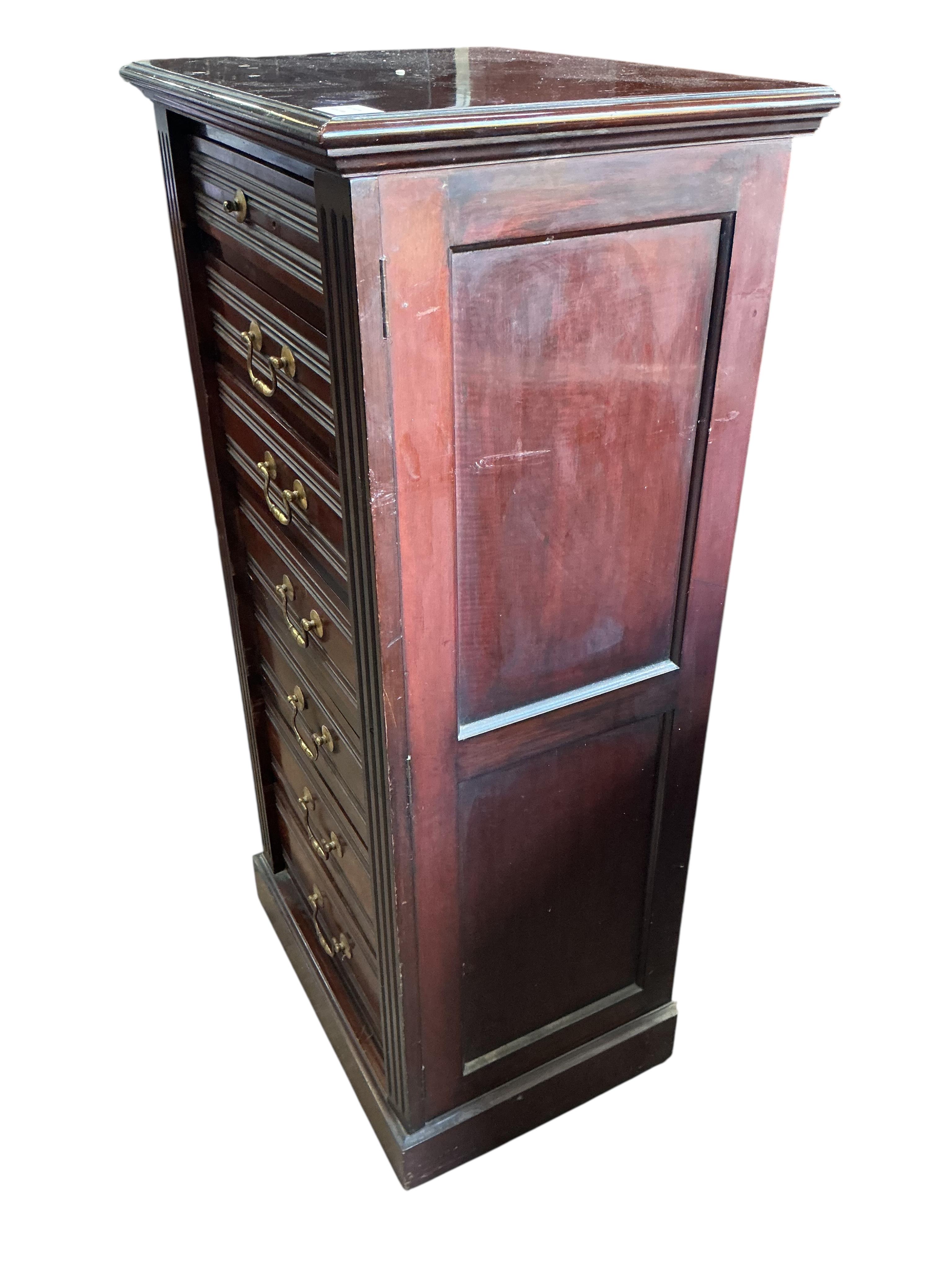 An early 20th century mahogany Wellington chest, width 55cm, depth 42cm, height 114cm